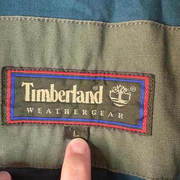 Timberland Weathergear Men's Vintage 1994 Green Canvas Leather Trim Jacket Sz L - Picture 10 of 16
